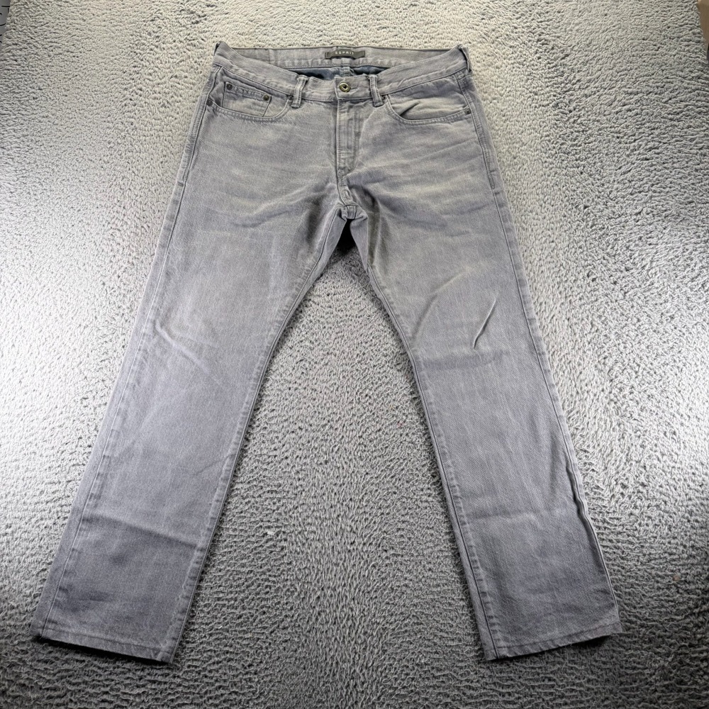Esprit Jeans Mens 34x29 Gray Cotton Denim Straight Light Wash Outdoor Workwear‎